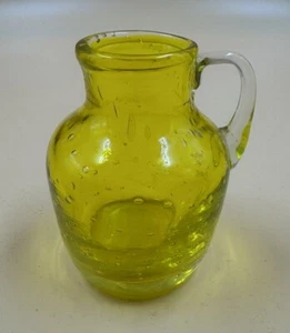 Vidrio amarillo soplado a mano con mango patrón de burbujas de 3,5" - Imagen 1 de 6