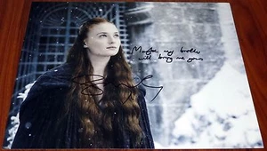 Cool Sophie Turner signiert 11x14 Sansa Stark Game of Thrones mit Zitat exakter Beweis - Bild 1 von 2