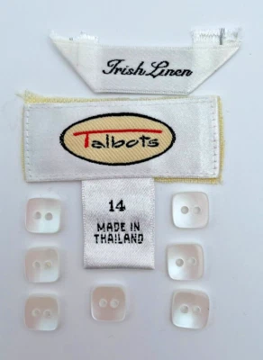 Talbots Replacement Buttons 2 Hole Flat Square White Pearlized Acrylic Set Of 7 - Image 1 of 4