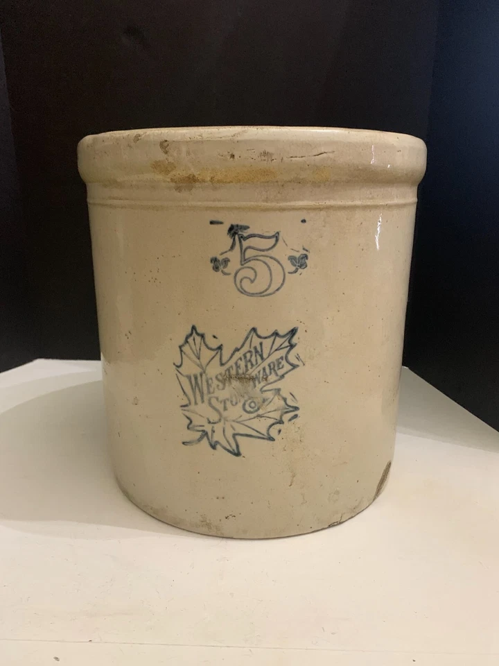 Antigua vasija de gres Western Pottery Co Monmouth Illinois de 5 galones pesada Foto 1 de 4