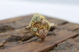 Black Hills Gold Ring. Marquise 10k Multi-Tone Black Hills Gold Statement Ring. - Picture 1 of 10