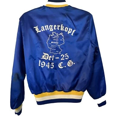 Chaqueta Souvenir Alemania Fuerza Aérea Azul Langerkopf Estación de Relé Genuina Años 70 De Colección Foto 1 de 4