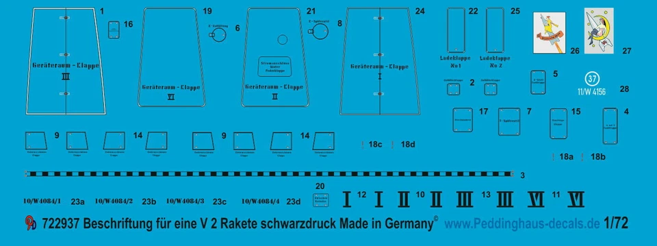 Decal Peddinghaus 1/72 2937 Scritta Per Un Razzo V2 In Nero - Immagine 1 di 1