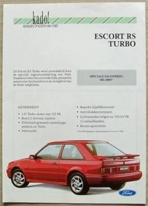 FORD ESCORT RS TURBO Car Sales Leaflet 1990 DUTCH TEXT - Picture 1 of 2