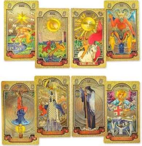 Tarot Cards 78 Luxury Gold foil Tarot Deck with Guide Book Tarot PVC Durable - Picture 1 of 8