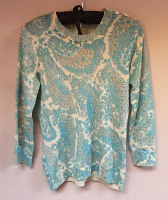 J.Crew Womens Medium Blue Wool Floral Button-Shoulder Sweater Pullover Casual - Image 1 of 4