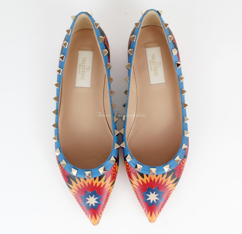 NUOVE Ballerine Valentino Garavani Rockstud in pelle di design EUR 36