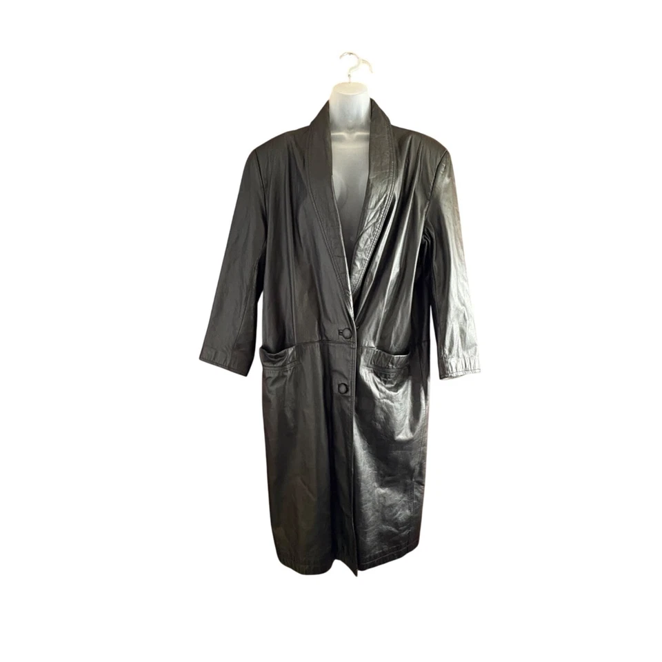 Abrigo de Colección G-iii Global Identity Para Mujer Grande Cuero Negro Trench Matrix Gótico Foto 1 de 4