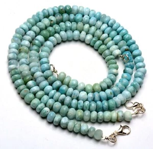 Collana pietre preziose naturali Larimar perline rondelle sfaccettate misura 7 mm 17" - Foto 1 di 5