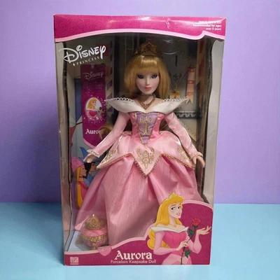 Vtg New Disney Princess Aurora Sleeping Beauty 16" Porcelain Doll 2002 Brass Key - Image 1 of 4