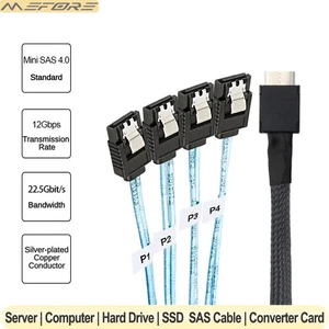 Cable de servidor de datos de disco duro SATA 7 pines PCI-Express Oculink SFF-8611 4i a 4 puertos - Imagen 1 de 7