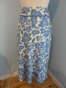 Boden A Line Maxi L 34 in Skirt WG246 Size 20 Blue White/cream Floral 100% Linen - Picture 1 of 5
