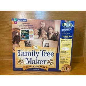 Broderbund Family Tree Maker Deluxe Genealogy Software 10-CD Set - Picture 1 of 9