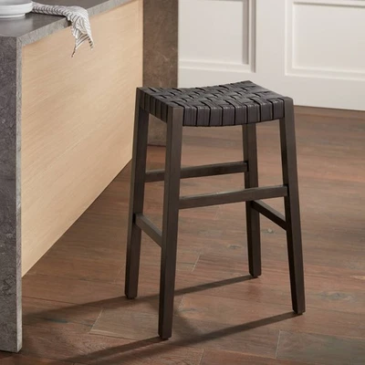 Apollo 30 1/2" High Brown Leather Barstool - Image 1 of 4