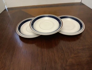 Vintage Yamaka Contemporary Chateau Stoneware Cobalt Blue Saucers Set Of 3 - Picture 1 of 5