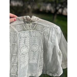 Vintage Antique 1800s Top, Victorian, Hand Stitched, embroidered Lace - Picture 1 of 14