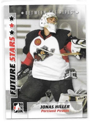 2007-08 ITG Between The Pipes #22 Jonas Hiller RARE Silver 10 Stamp Parallel - Image 1 of 2