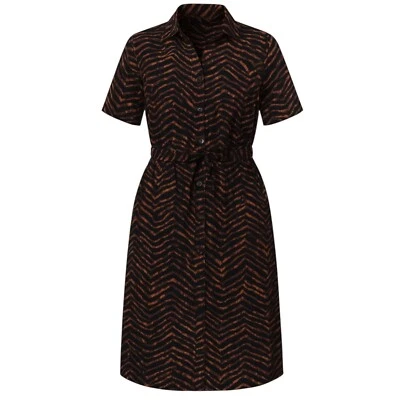 Nuevo con etiquetas Vestido New Look Para Mujer 2X Marrón Estampado Animal Botones Rodilla Manga Corta Foto 1 de 4