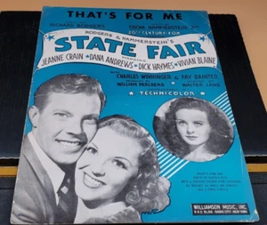 Thats For Me Piano Sheet Music From State Fair by Rodgers & Hammerstein 1945 - Picture 1 of 3