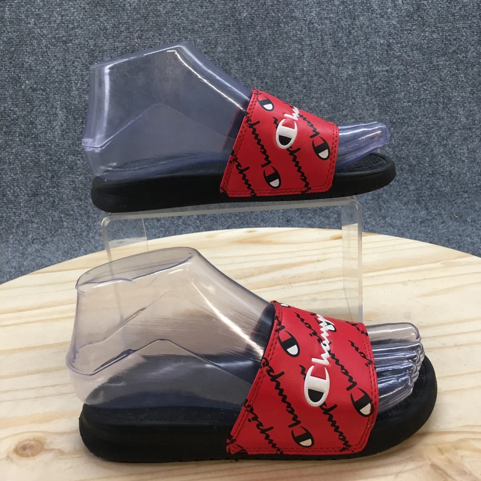 Sandalias Champion Youth 1 Super Slide Repetición Script Negro Rojo Sin Cordones CP101281Y Foto 1 de 4