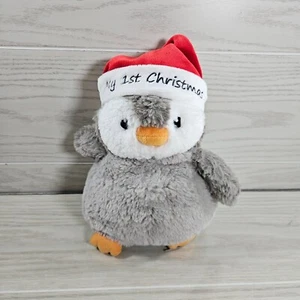 Aurora Gray Holiday 10" My First Christmas Baby Penguin Plush Stuffed Animal - Picture 1 of 7
