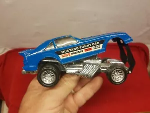 VTG Tootsietoy Mustang Funny Car Drag Racer Blue 1980s Toy Complete - Picture 1 of 10