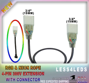 110V - 120V LED Verlängerungskabel Drähte RGB+W & Neon Seil 4 Zinken Stecker Verbinder - Bild 1 von 10
