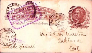 1887 Post Wis to Oakland Cal / Boxed Postmaster Direktive Adresse unbekannt.... - Bild 1 von 3