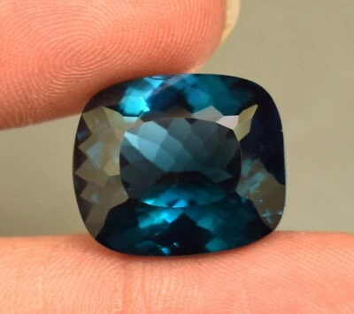 Indicolite Tourmaline 19.45 Ct Cushion Cut With Macro Faceted For Pendent  - Image 1 of 4