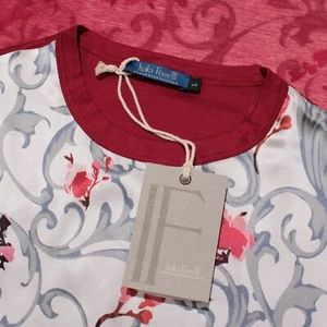 Italo Ferretti NWT Short Sleeve Crew Neck T-Shirt Size L in Red Cotton & Silk - Picture 1 of 8