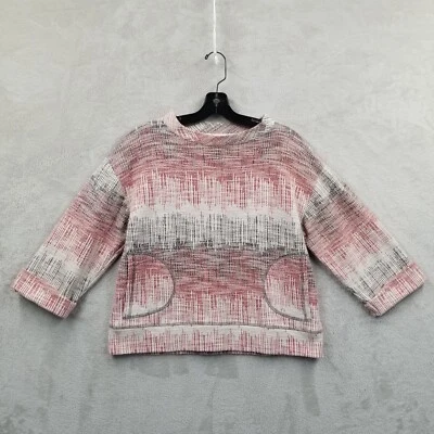 9- Hi5 STCL Suéter Mujer S Tejido Rojo Negro Cuadrado Gran Tamaño Manga 3/4 Bolsillos Top Foto 1 de 4