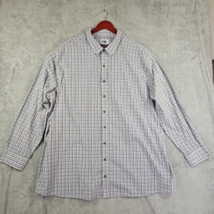 HB NWOT Black Gray White Plaid Long Sleeve Button Down Shirt Side Slits Sz 3XLT - Picture 1 of 14