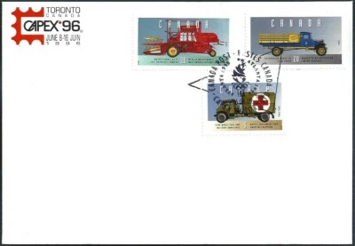 🍁Canada  #1605 xvc   "HISTORIC LAND VEHICLES"   Brand New 1996 First Day Cover - Image 1 of 2