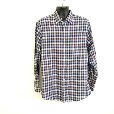 Damon Mens sz L Casual Button Up Shirt Blue Plaid Easy Care Long Sleeve Collared - Image 1 of 4