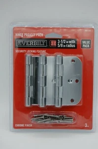 Door Hinges 3-1/2 in. Chrome 5/8 in. radius Security Everbilt 3 Pack 806 285 - Picture 1 of 3