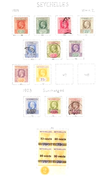 LOTE SEYCHELLES 1903 COMO NUEVO HR y usado en muy buen estado Foto 1 de 1