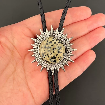 Collar de boda de cuerda de PU vintage vaquero occidental corbata bolo piedra manchada natural Foto 1 de 4