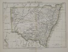 Original 1884 Map NEW SOUTH WALES Australia Sydney Wagga Wagga Newcastle Ballina