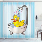 Duck Shower Curtain Cartoon Mascot in Bathtub Print for Bathroom