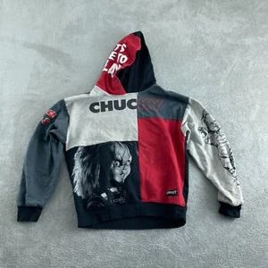 Chucky Patchwork Hoodie Medium Red/Black/Gray Cotton & Polyester 5668 - Picture 1 of 8