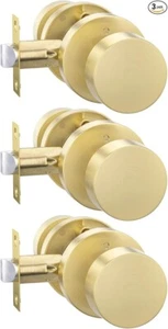 goldenwarm 1 Pack Brushed Gold Door Knob Interior, Zinc-Alloy Brushed Brass - Picture 1 of 4