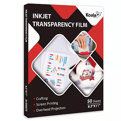 Transparency Film 8.5x11 Clear for Inkjet Crafts Screen Printing 50 Sheets - Image 1 of 4