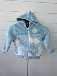 Disney Frozen Girls Kids Plush Zip Up Hoodie Jacket Size 5 - Picture 1 of 9
