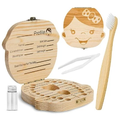 Caja Para Guardar Dientes De Niños Bebes Niño Niños De Madera Calidad  Foto 1 de 4