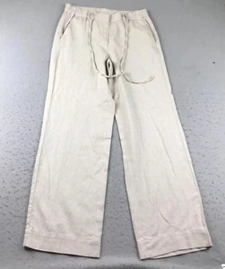 Talbots Pant Women 6 Beige Linen Blend Drawstring Elastic Waist Straight Leg NWT - Picture 1 of 9