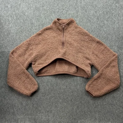Pullover corto tejido acogedor Skims 1/4 cremallera para mujer talla S/M malva Sherpa polar Foto 1 de 4
