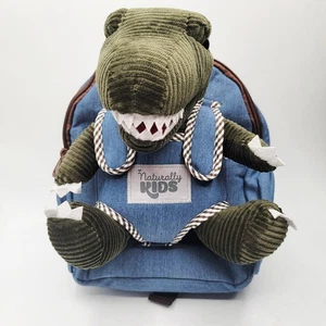 Neu mit Etikett Naturally Kinder Rucksack 10 Zoll mit Plüsch Dinosaurier Spielzeug blau Kleinkind Vorschultasche - Bild 1 von 5
