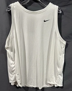 Women's Nike DX0602-100 Dri-Fit Training White Polyester Tank Top Plus Size 3X - Picture 1 of 8