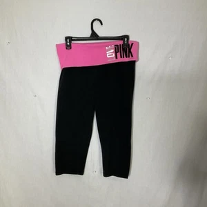 Vintage Victoria's Secret PINK Fold Over Yoga Capri Bling Y2K Spellout Size Med - Picture 1 of 10