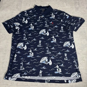 Polo Ralph Lauren Polo Shirt XL Classic Fit Swimmer All Over Print AOP Beach - Picture 1 of 10